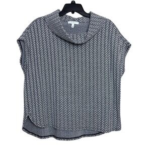 CHAUS Black White Chevron Zigzag Cowl Neck Sleeveless Top Womens S Elevated Chic